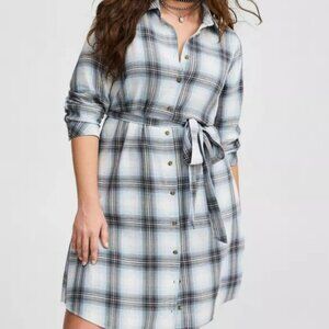 Mini Long Sleeve Button Front Shirt Dress NWOT